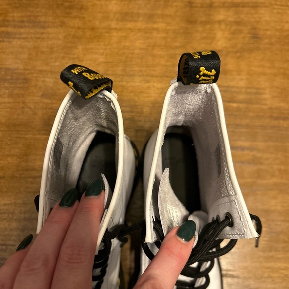 Dr. Martens 1460 White Leather Boots with Black Laces Size W9 - Picture 9 of 12